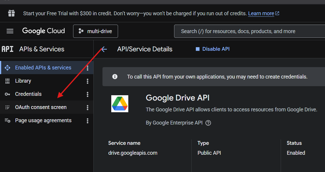 Open OAuth consent screen